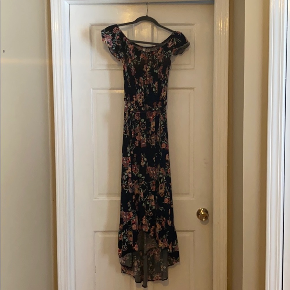 Floral Cap Sleeve high- low dress